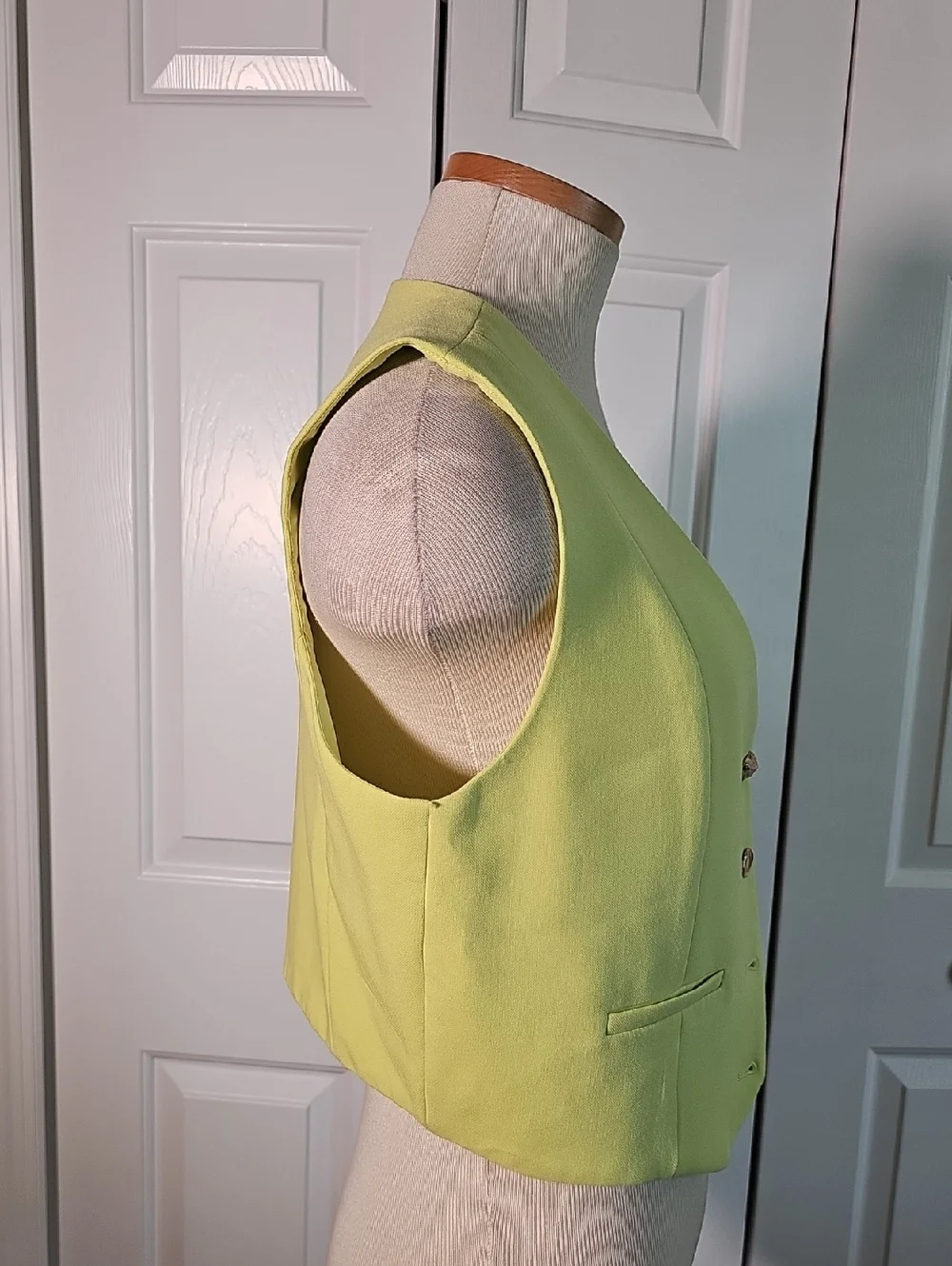 Christian Lacriox Lime Green Tailored Vest with Gold Buttons. NWOT. Sz Meduim